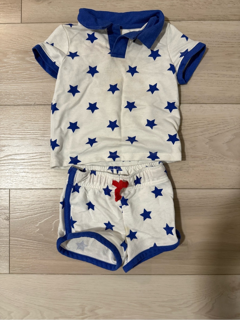 Cat & Jack Toddler White & Blue Star Polo Set